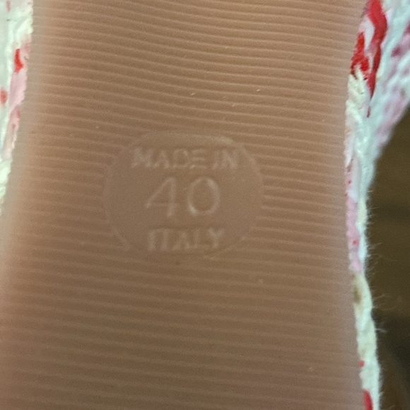 NWOT Ron White Italian Made Platform Wedge White Red Tweed Sandals Size 40 - Picture 9 of 14